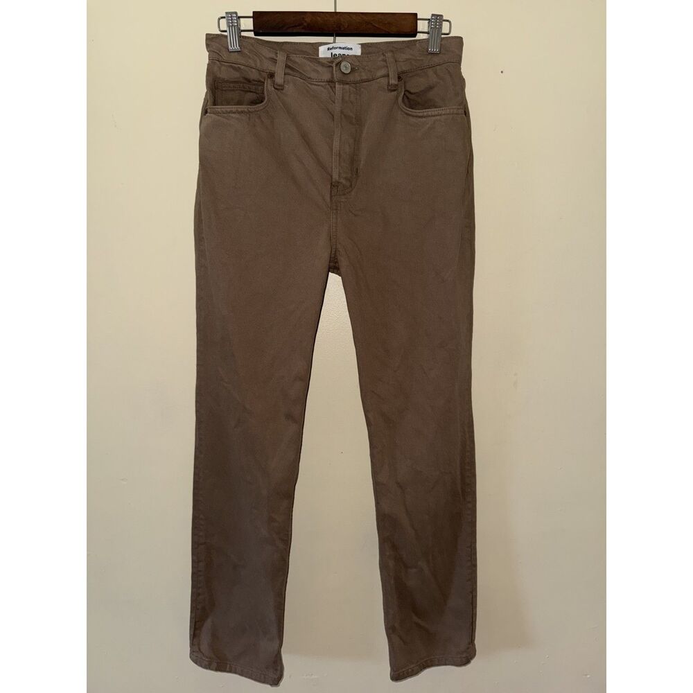Reformation Cynthia Garment Dye High Rise Straight Jeans Brown Sz 27 Button Fly
